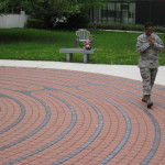 Senior Master Sergeant Demetrica Jefferis, a breast cancer survivor, experiences her first labyrinth walk at Walter Reed National Military Medical Center.